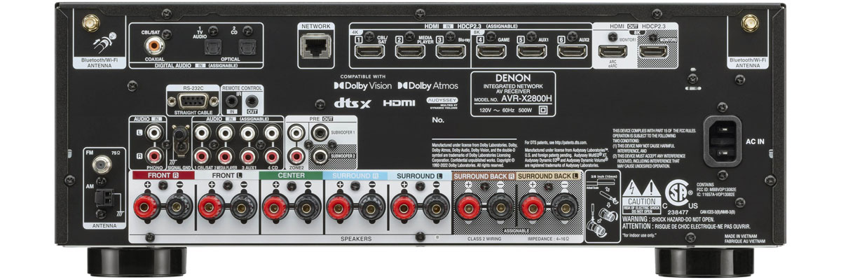 Denon AVR-X2800H connections